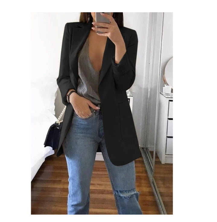 Damen eleganter Blazer mit tailliertem Schnitt und praktischen Taschen Drune