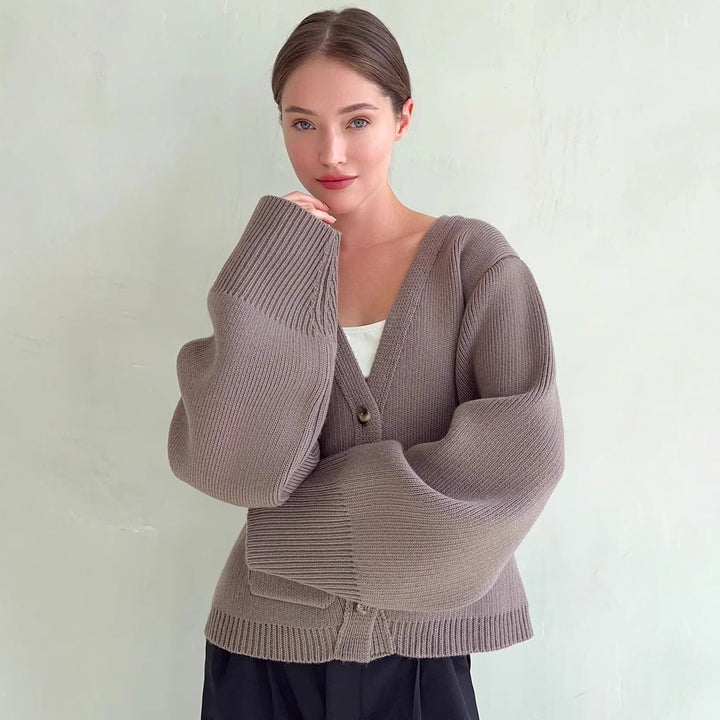 Damen Strickjacke mit weiten Ärmeln und praktischen Taschen Drune