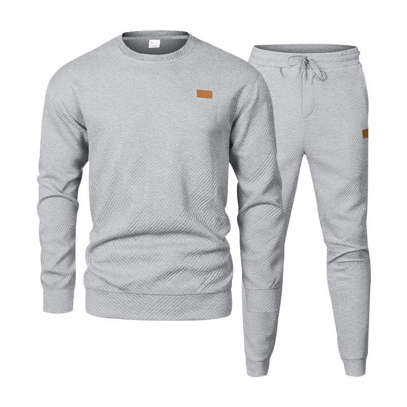 Herren nan strukturiertes Baumwoll-Jogginganzug-Set mit regulärer Passform, elastischem Bund und Kordel Drune