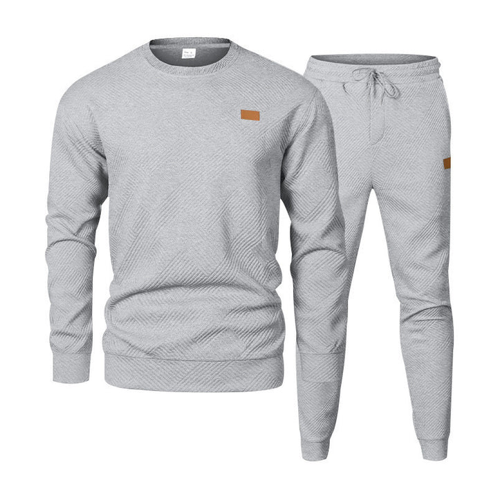 Herren nan strukturiertes Baumwoll-Jogginganzug-Set mit regulärer Passform, elastischem Bund und Kordel Drune