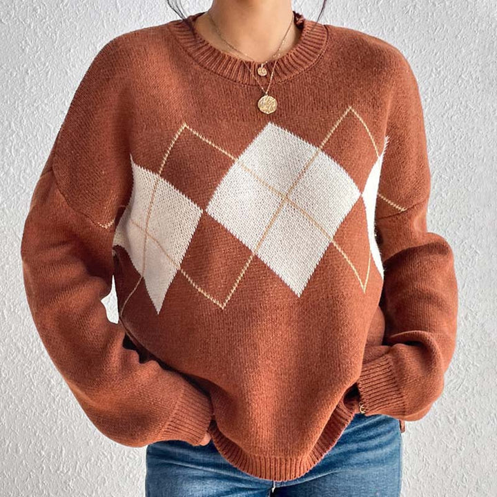 Drune | Gemusterter Lässiger Strickpulli für Freizeit