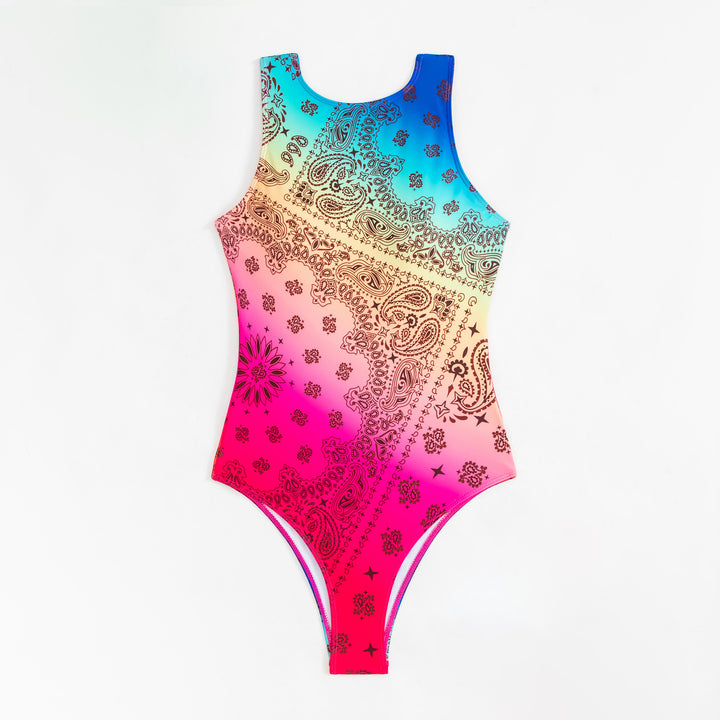 Damen Einteiliger Badeanzug mit buntem Bandana-Design Drune
