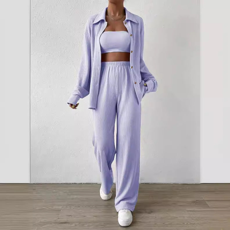 Damen Zweiteiliges Lounge-Set mit Oberteil und weiter Hose Drune