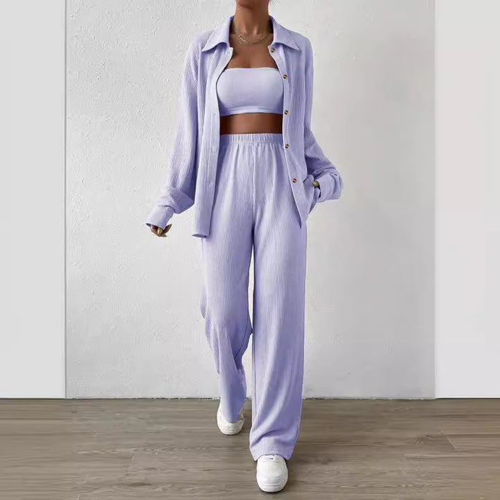 Damen Zweiteiliges Lounge-Set mit Oberteil und weiter Hose Drune