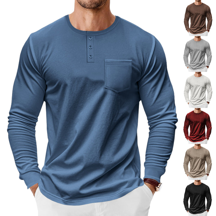 Herren Langarm-Hemden mit Knopfleiste und Brusttasche Drune