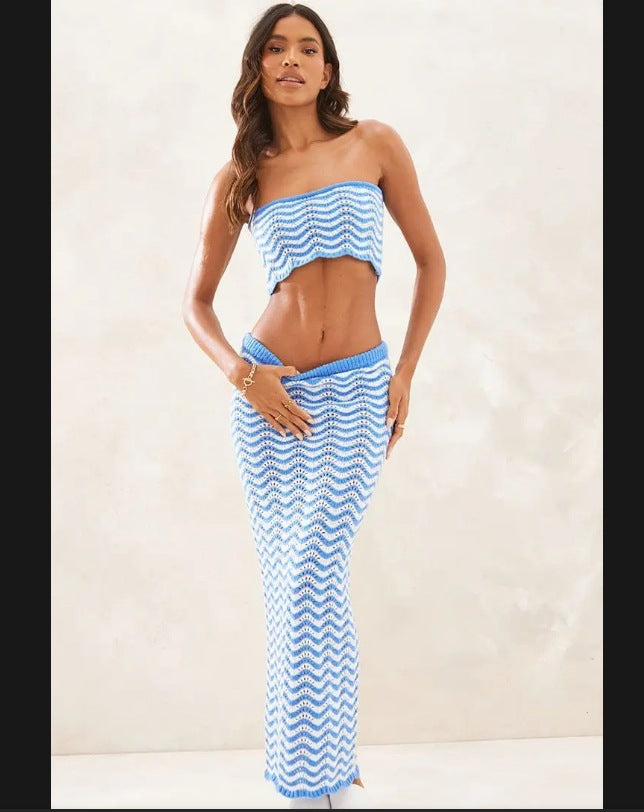 Damen Bandeau-Kleid mit schickem Häkel-Design Drune