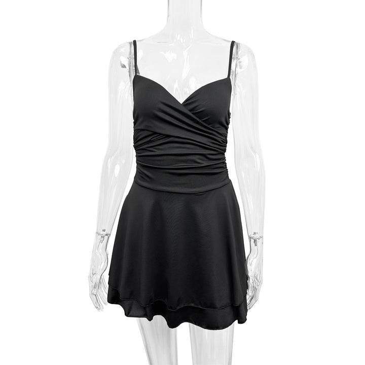 Damen figurbetontes Wickelkleid mit fließendem Rock Drune
