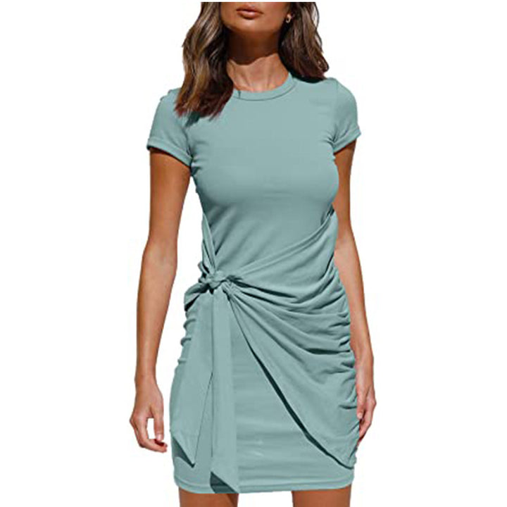 Damen Rüschens Mini Kleid mit seitlichem Bindeband Drune