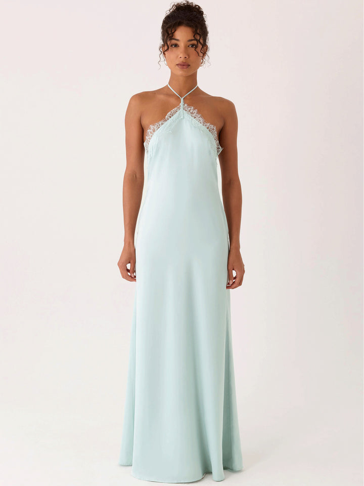 Damen Elegantes Maxikleid mit raffiniertem Spitzen-Bustier und fließendem Stoff Drune