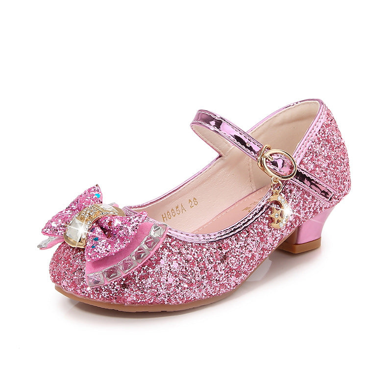 Mädchen Elegante Glitzer Ballerinas mit dekorativer Schleifen- und Strassapplikation Drune