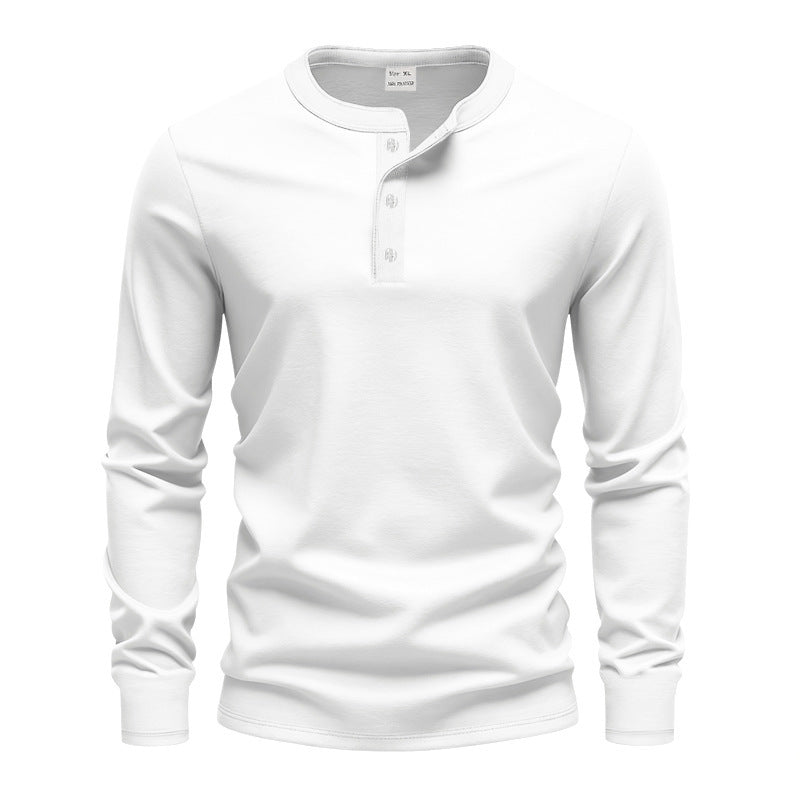 Herren nan tailliertes Langarm-Henleyshirt mit Stehkragen, feinem Baumwollstretch und Rippbündchen Drune