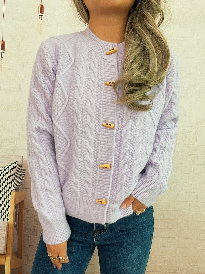 Damen Strickjacke mit dekorativen Knöpfen und strukturierter Webart Drune