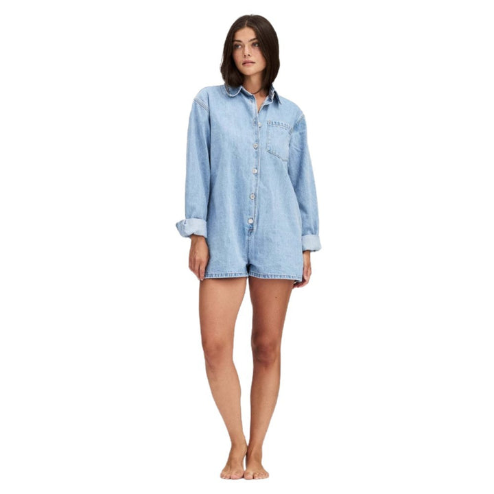 Damen Jeans-Overall mit Kurzarm und praktischen Taschen Drune