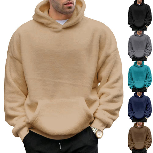 Unisex nan kuscheliger Teddy-Fleece Hoodie mit überlanger Passform und Kängurutasche Drune