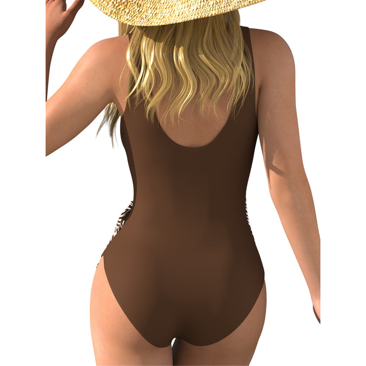 Damen Einteiliger Badeanzug mit Wickeldesign und Tiermotiv Drune