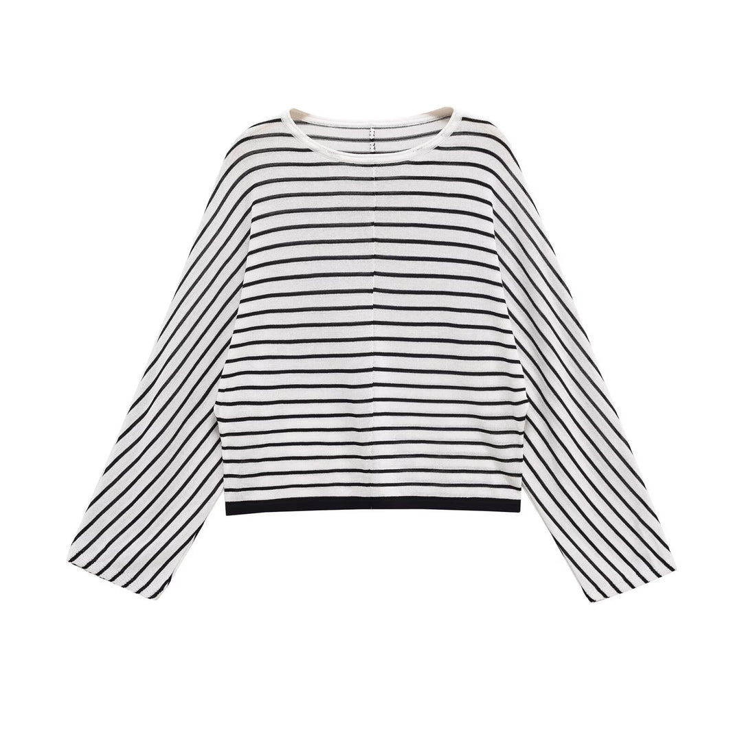 Damen gestreiftes Oversize-Pullover Drune