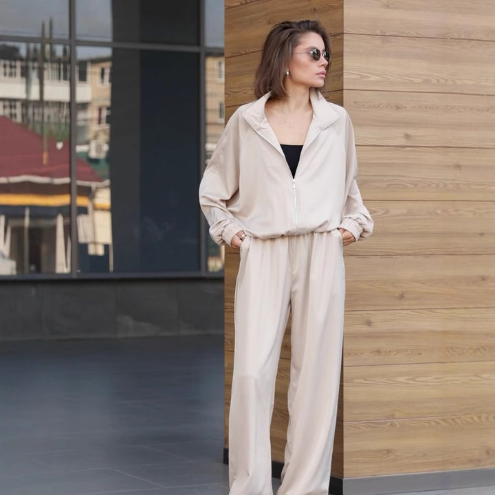 Damen modisches entspannendes Lounge-Set mit weitem Oberteil und bequemen Hosen Drune