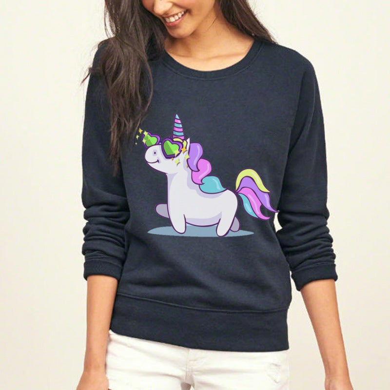 Damen Sweatshirt mit Einhorn-Design und lockerem Schnitt Drune