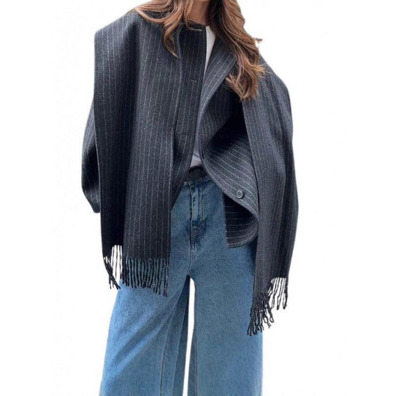 Damen modische Jacke mit eleganten Nadelstreifen Drune