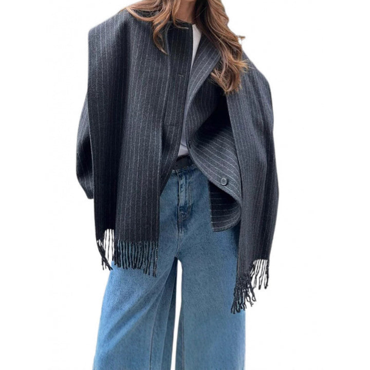 Damen modische Jacke mit eleganten Nadelstreifen Drune