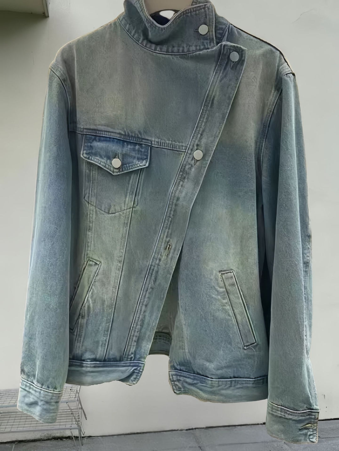 Damen modische Jeansjacke mit asymmetrischem Schnitt Drune