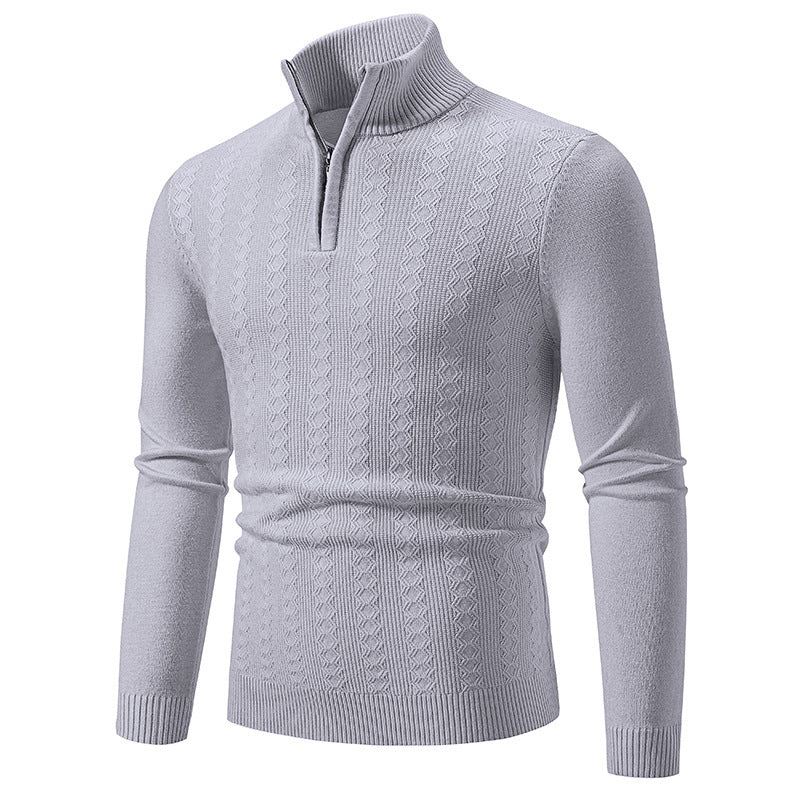 Herren Strickpullover mit Reißverschluss und grafischem Zopfmuster Drune
