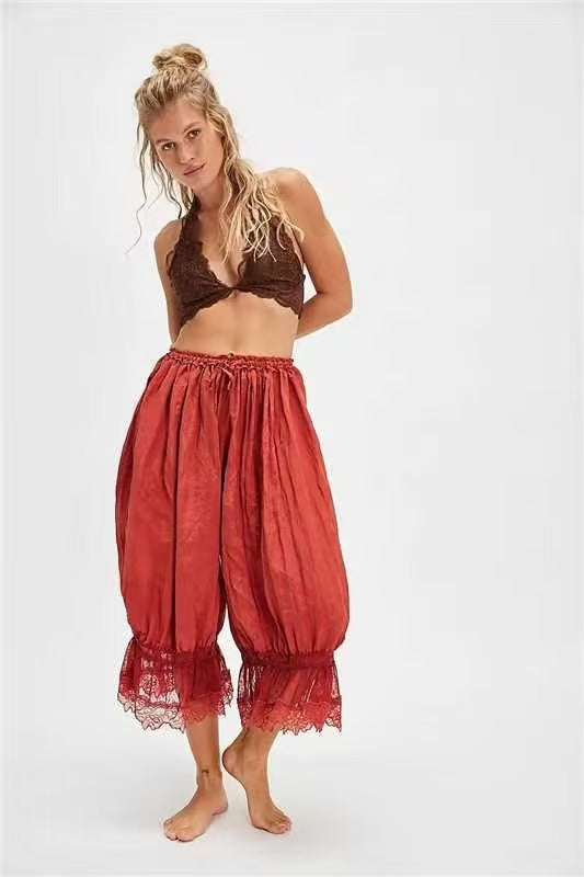 Damen Luftige und elegante Culotte mit Spitzenverzierung Drune