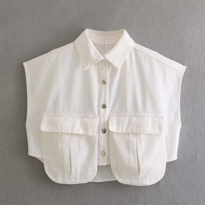 Damen ärmellose Utility-Bluse mit Taschen Drune