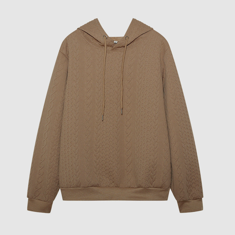 Drune Jacquard Kapuze Schnürung langärmliges lockeres Sweatshirt