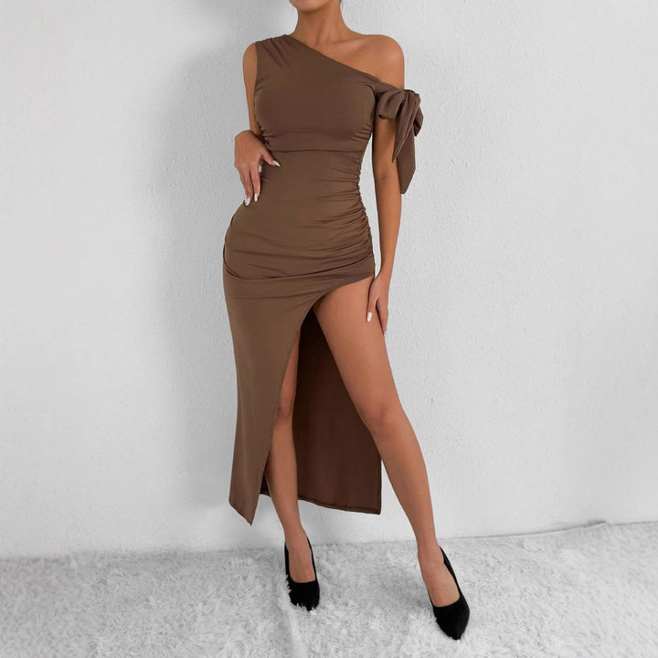 Damen Elegantes Wickelkleid mit asymmetrischem Schnitt und schickem Rüschendetail Drune
