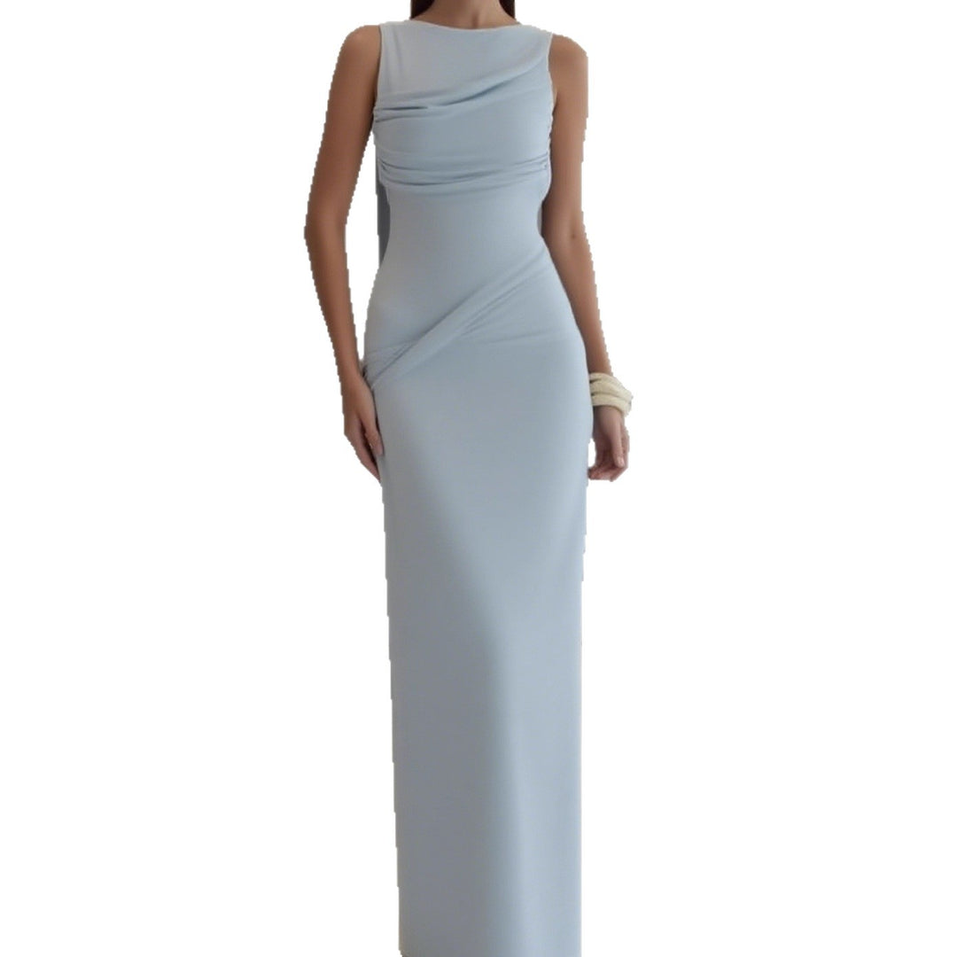 Damen Elegantes Maxi-Kleid mit raffinierter Drapierung und asymmetrischem Schnitt Drune