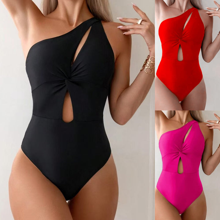 Damen einseitiger Badeanzug mit modischem Knotendesign Drune