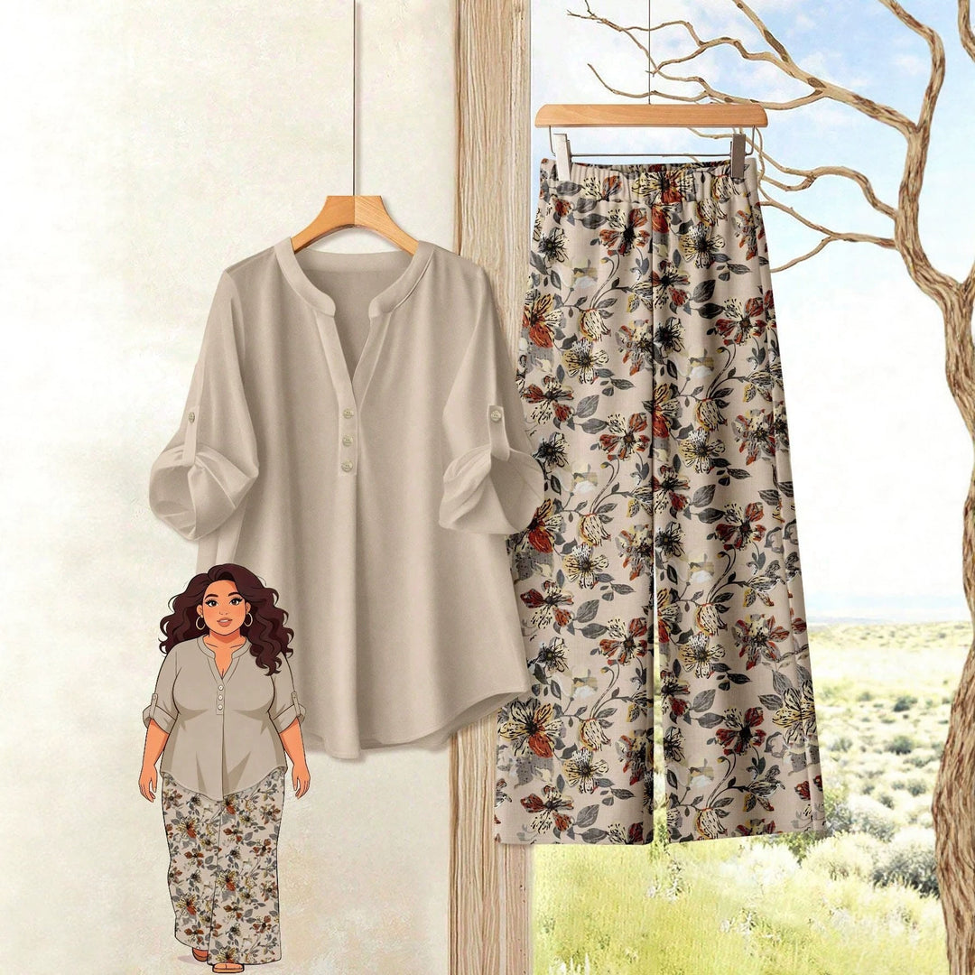 Damen Freizeitoberteil und Blumenhose Drune