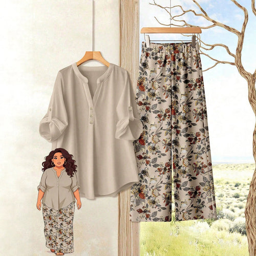 Damen Freizeitoberteil und Blumenhose Drune
