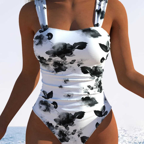 Damen Einteiler Badeanzug mit femininem Floral-Muster und komfortablem Schnitt Drune