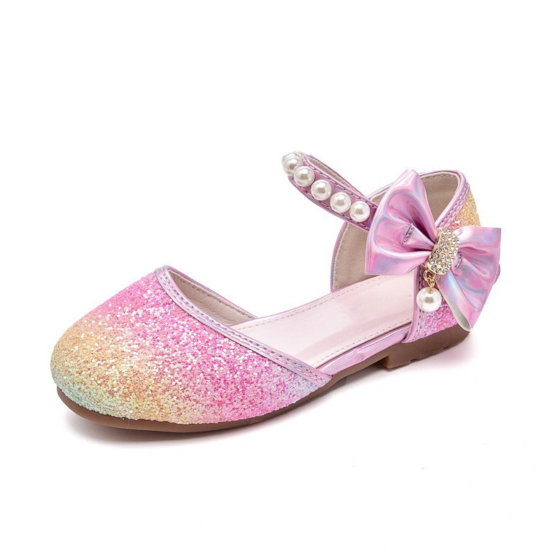 Mädchen Glitzernde Ballerinas mit Perlen und Schleifenakzent Drune