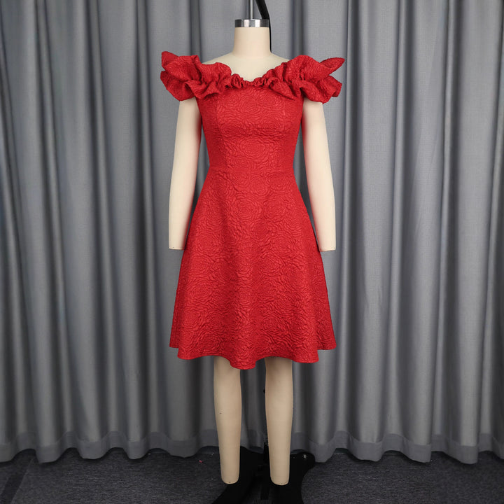 Damen Cocktailkleid mit voluminösen Rüschenärmel Drune