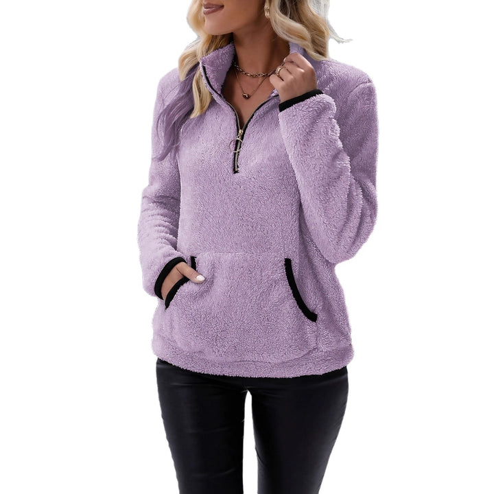 Damen Fleecepullover mit kontrastierenden Taschen und Reißverschluss Drune