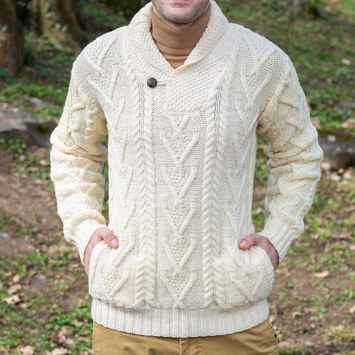 Herren Strickpullover mit klassischem Kragen und strukturiertem Muster Drune