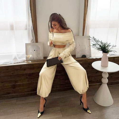 Damen Off-Shoulder Overall mit Raffungen und weitem Bein Drune