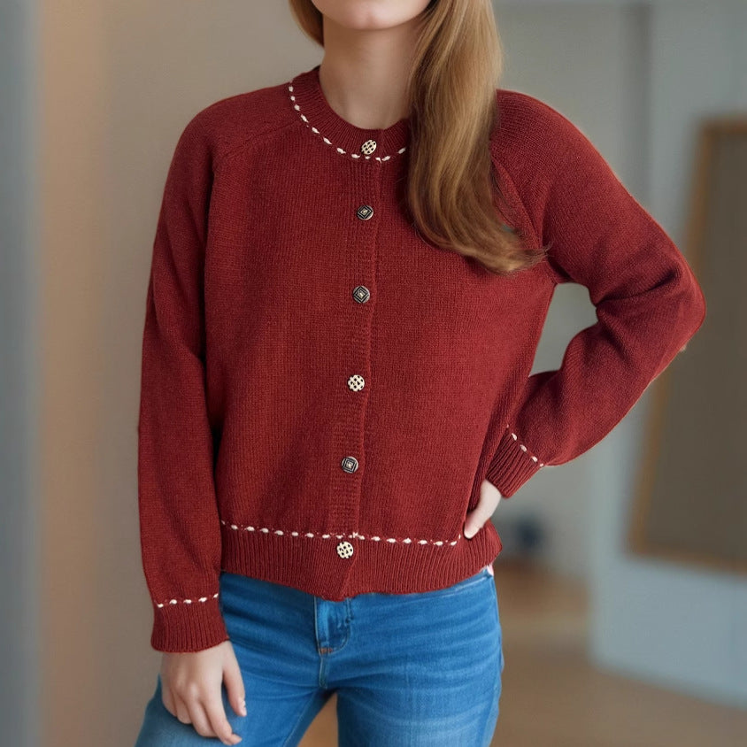 Damen gemütliche Strickjacke mit dekorativen Knöpfen Drune