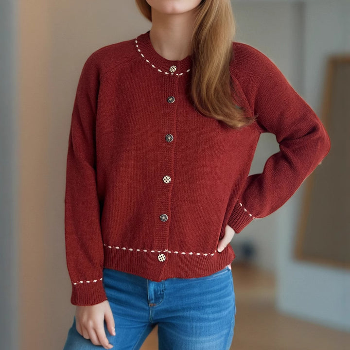 Damen gemütliche Strickjacke mit dekorativen Knöpfen Drune