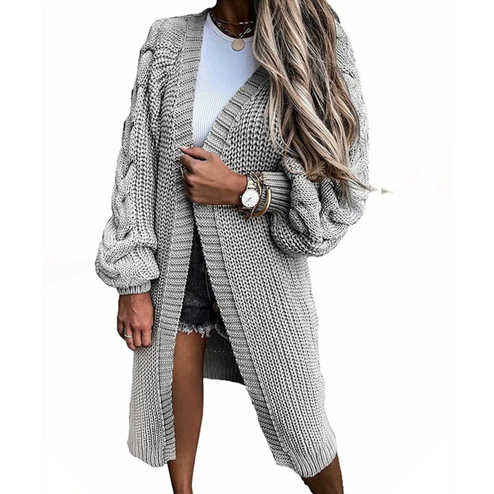 Damen Grobstrick-Longcardigan mit puffärmel und lässiger Passform Drune
