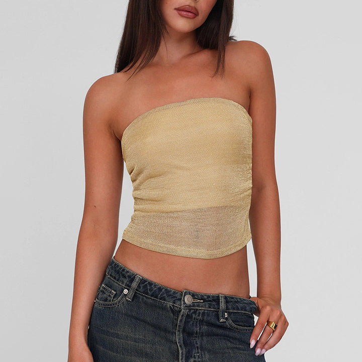 Damen Bandeau-Top aus hochwertigem, elastischem Material mit feiner Struktur Drune