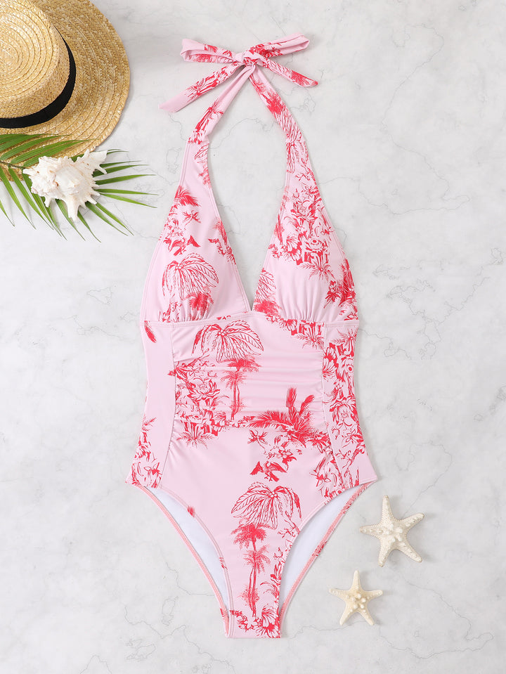 Damen Badesuit mit tiefem V-Ausschnitt und schnürbarem Halter Drune