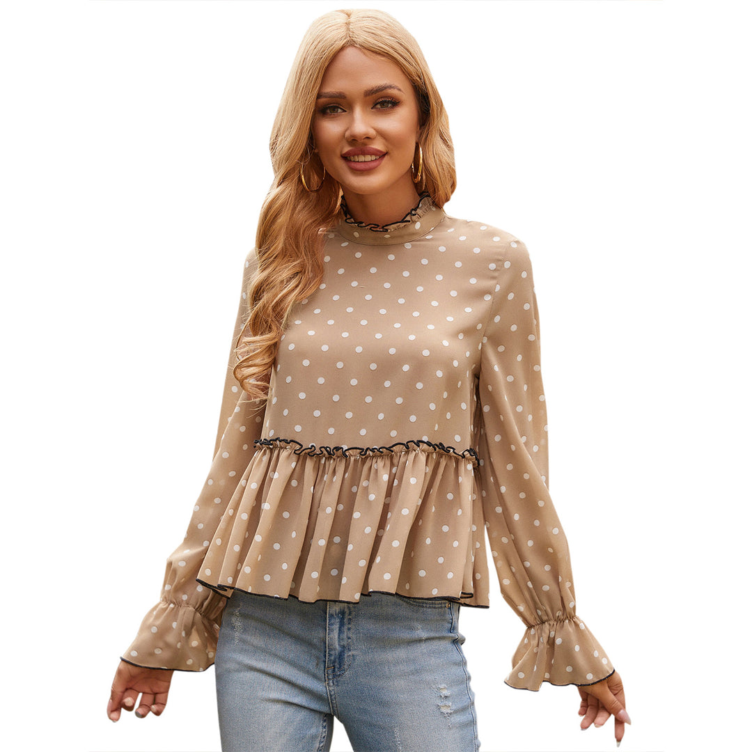 Damen Bluse mit Rüschen und Punkten Drune