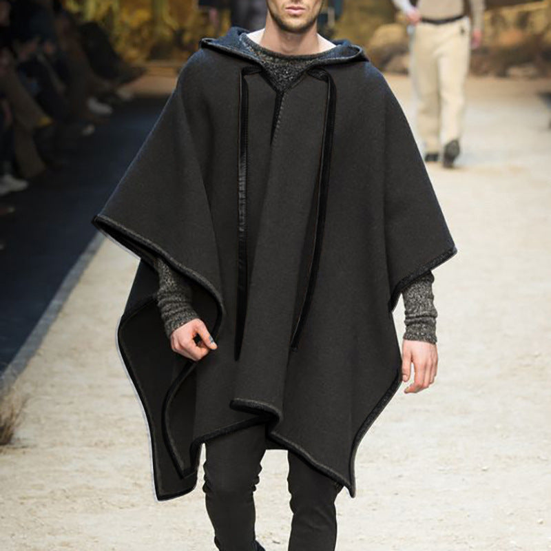 Herren modischer Kapuzenponcho aus atmungsaktivem Material Drune