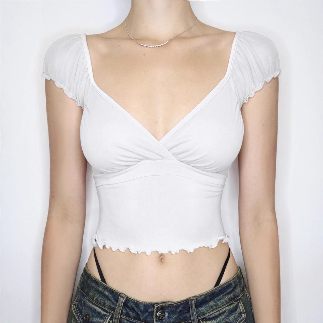 Damen luftiges Oberteil mit Rüschendetails Drune