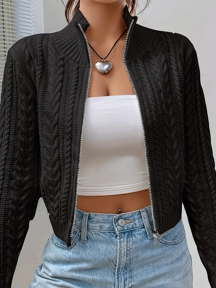 Damen Strickjacke mit modernem Zipper Drune