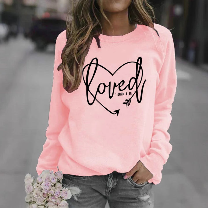 Damen Sweatshirt mit herzförmigem Aufdruck und inspirierender Botschaft Drune